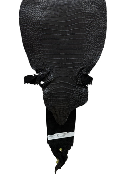25 cm Grade 1/2 Black Matte Farm-Raised American Alligator Leather - Tag: LA16-0436904