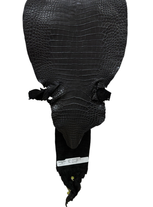 25 cm Grade 1/2 Black Matte Farm-Raised American Alligator Leather - Tag: LA16-0436904