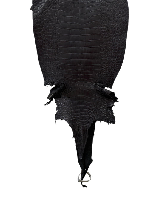 29 cm Grade 2/3 Black Matte Farm-Raised American Alligator Leather - Tag: LA23-0531596