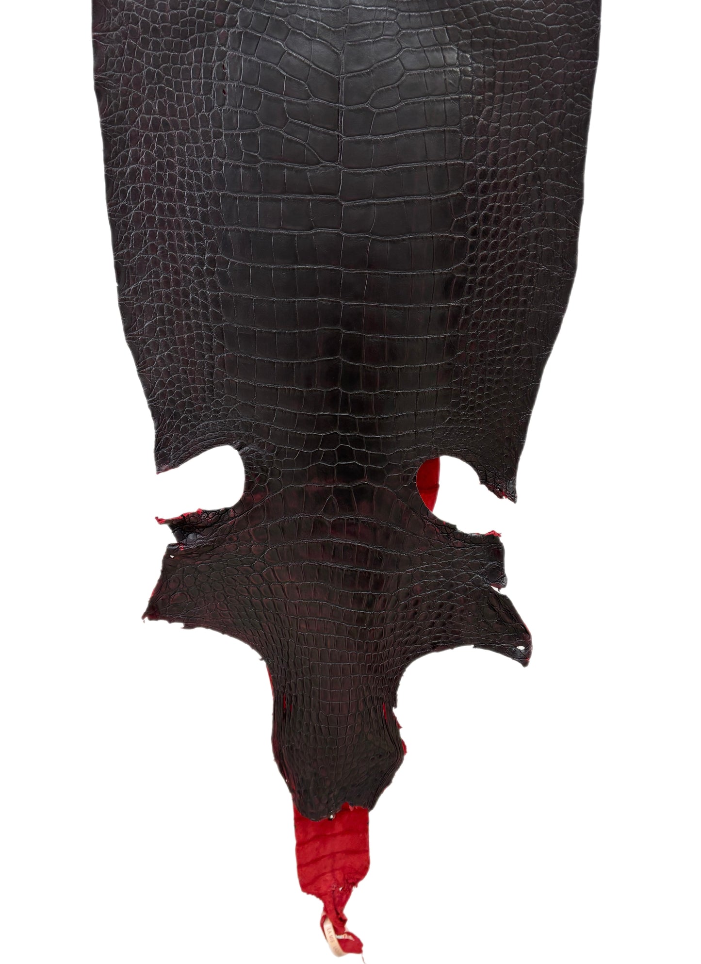 40 cm Grade 2/3 Black Cherry Matte Wild American Alligator Leather - Tag: LA23-0004854