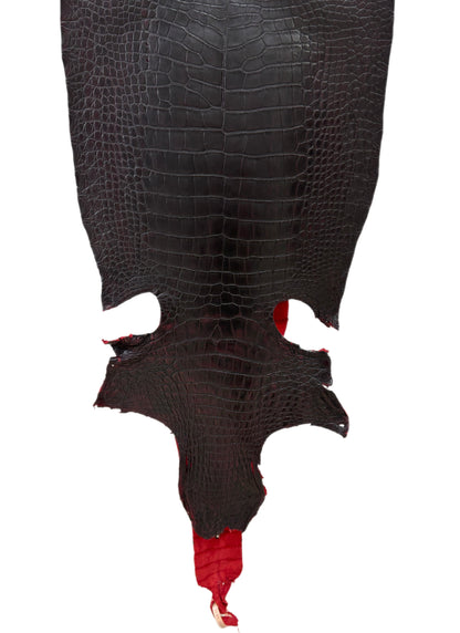 40 cm Grade 2/3 Black Cherry Matte Wild American Alligator Leather - Tag: LA23-0004854