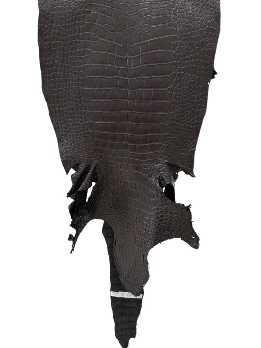 39 cm Grade 2/3 Black Matte Wild American Alligator Leather - Tag: LA23-0025483