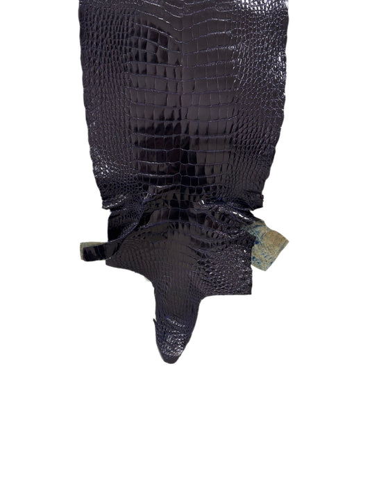 30 cm Grade 4/5 Navy Blue Glazed Wild American Alligator Leather - Tag: AT15-0812974