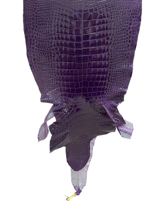 40 cm Grade 1 Amethyst Glazed Wild American Alligator Leather - Tag: LA19-0034337