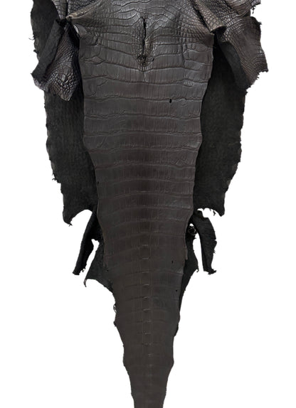 55 cm Grade 3/4 Black Matte Wild American Alligator Leather - Tag: LA23-0024470