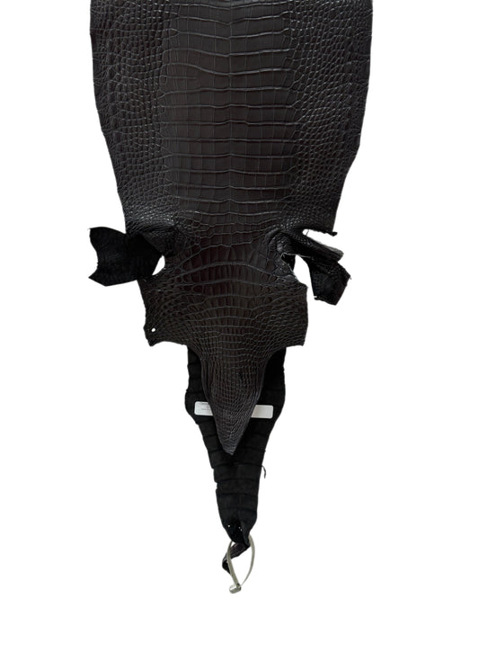 27 cm Grade 1/2 Black Matte Farm-Raised American Alligator Leather - Tag: FL17-0035895