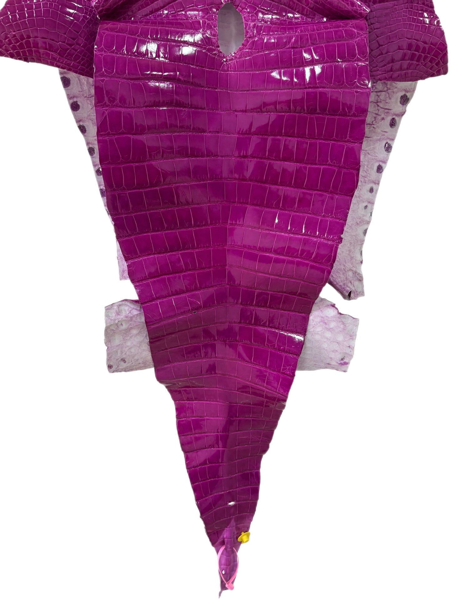 53 cm Grade 1/2 Magenta Glazed Farm Raised American Alligator Leather - Tag: FL14-0004101
