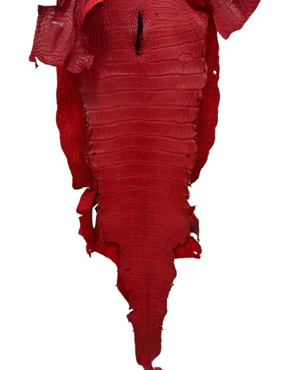 40 cm Grade 3/4 Candy Apple Red Matte Wild American Alligator Leather - Tag: LA23-0003662