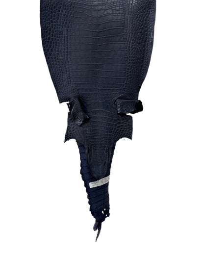 28 cm Grade 1 Navy Blue Matte Farm-Raised American Alligator Leather - Tag: FL21-0024736