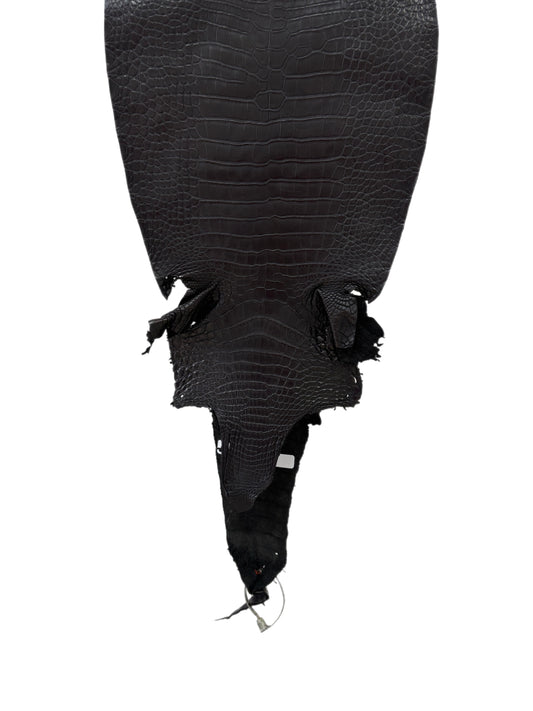 29 cm Grade 2/3 Black Matte Farm-Raised American Alligator Leather - Tag: LA23-0531048