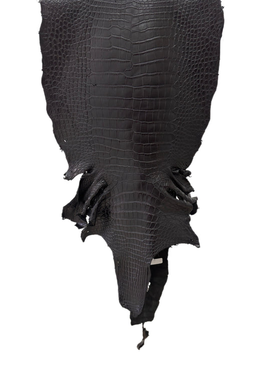 42 cm Grade 2/3 Black Matte Wild American Alligator Leather - Tag: LA23-0002452