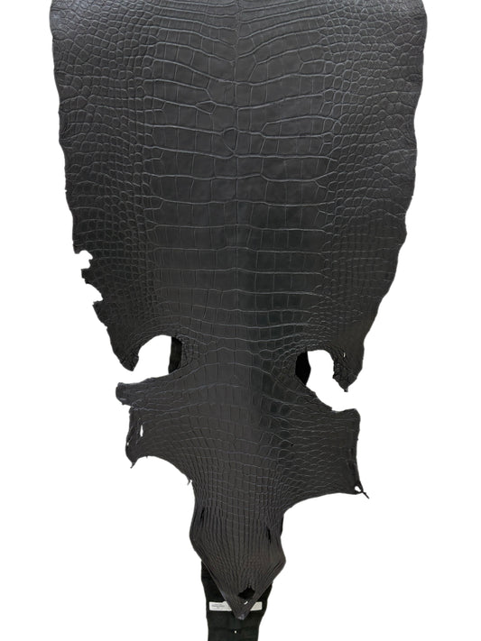 48 cm Grade 2/3 Black Matte Wild American Alligator Leather - Tag: LA22-0021489