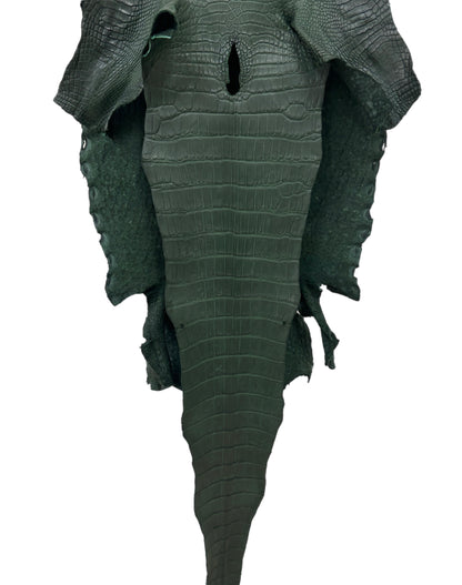 37 cm Grade 2/3 Forest Green Matte Wild American Alligator Leather - Tag: LA23-0051964