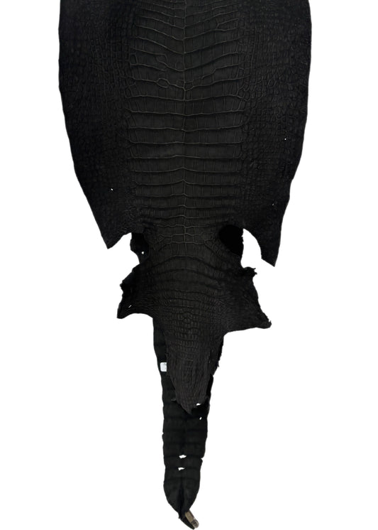 37 cm Grade 3/4 Black Nubuck Wild American Alligator Leather - Tag: LA23-0003712