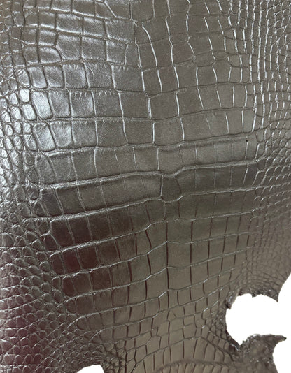 31 cm Grade 2/3 Metallic Black Shimmer Matte Wild American Alligator Leather - Tag: LA18-0037370