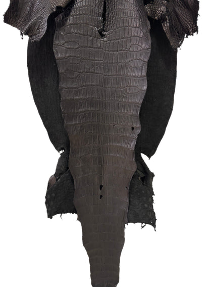 48 cm Grade 3/4 Black Matte Wild American Alligator Leather - Tag: LA23-0000522