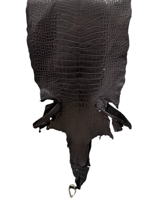 37 cm Grade 3/4 Black Matte Wild American Alligator Leather - Tag: LA23-0001471