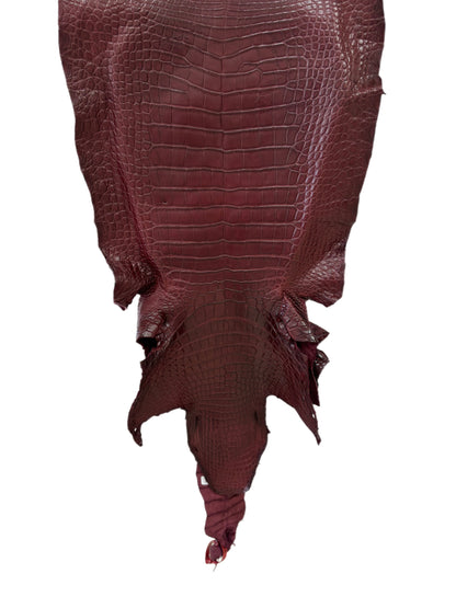 45 cm Grade 3/4 Bordeaux Matte Wild American Alligator Leather - Tag: LA24-0022770