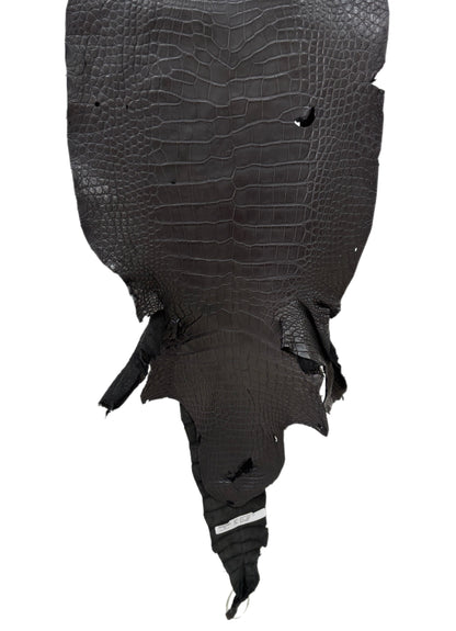 42 cm Grade 4/5 Black Matte Wild American Alligator Leather - Tag: LA23-0022855