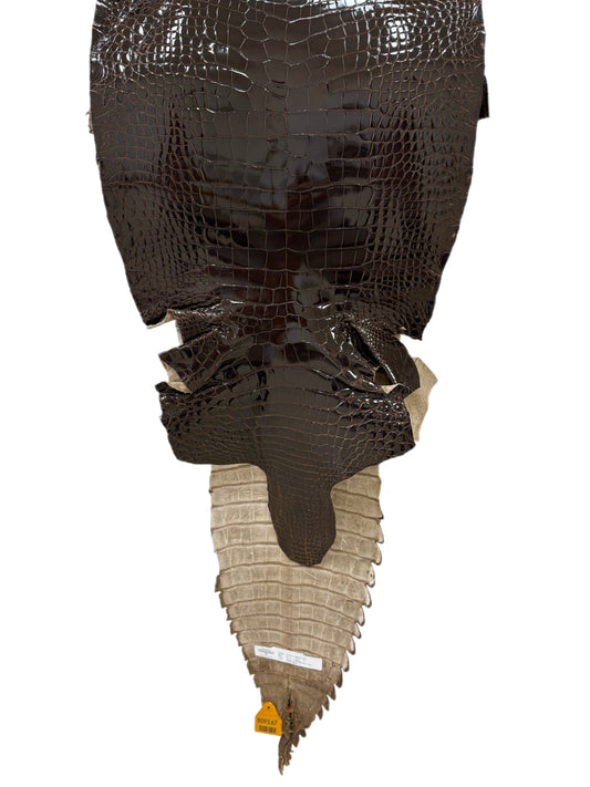 36 cm Grade 1/2 Sport Rust Brown Glazed Farm-Raised American Alligator Leather - Tag: GA14-0021544