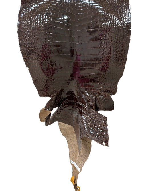 45 cm Grade 1/2 Sport Rust Brown Glazed Farm-Raised American Alligator Leather - Tag: LA14-0074006