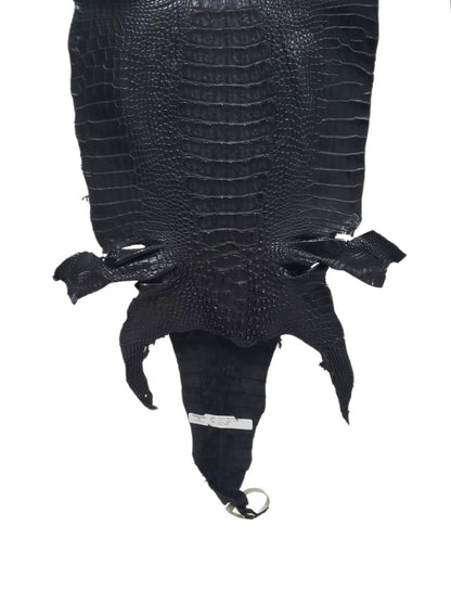 37 cm Grade 1/2 Black Matte Farm-Raised American Alligator Hornback Leather - Tag: LA23-0377020