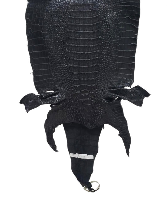 37 cm Grade 1/2 Black Matte Farm-Raised American Alligator Hornback Leather - Tag: LA23-0377020