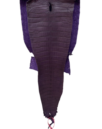28 cm Grade 3/4 Aubergine Matte Farm-Raised American Alligator Leather - Tag: FL21-0024936