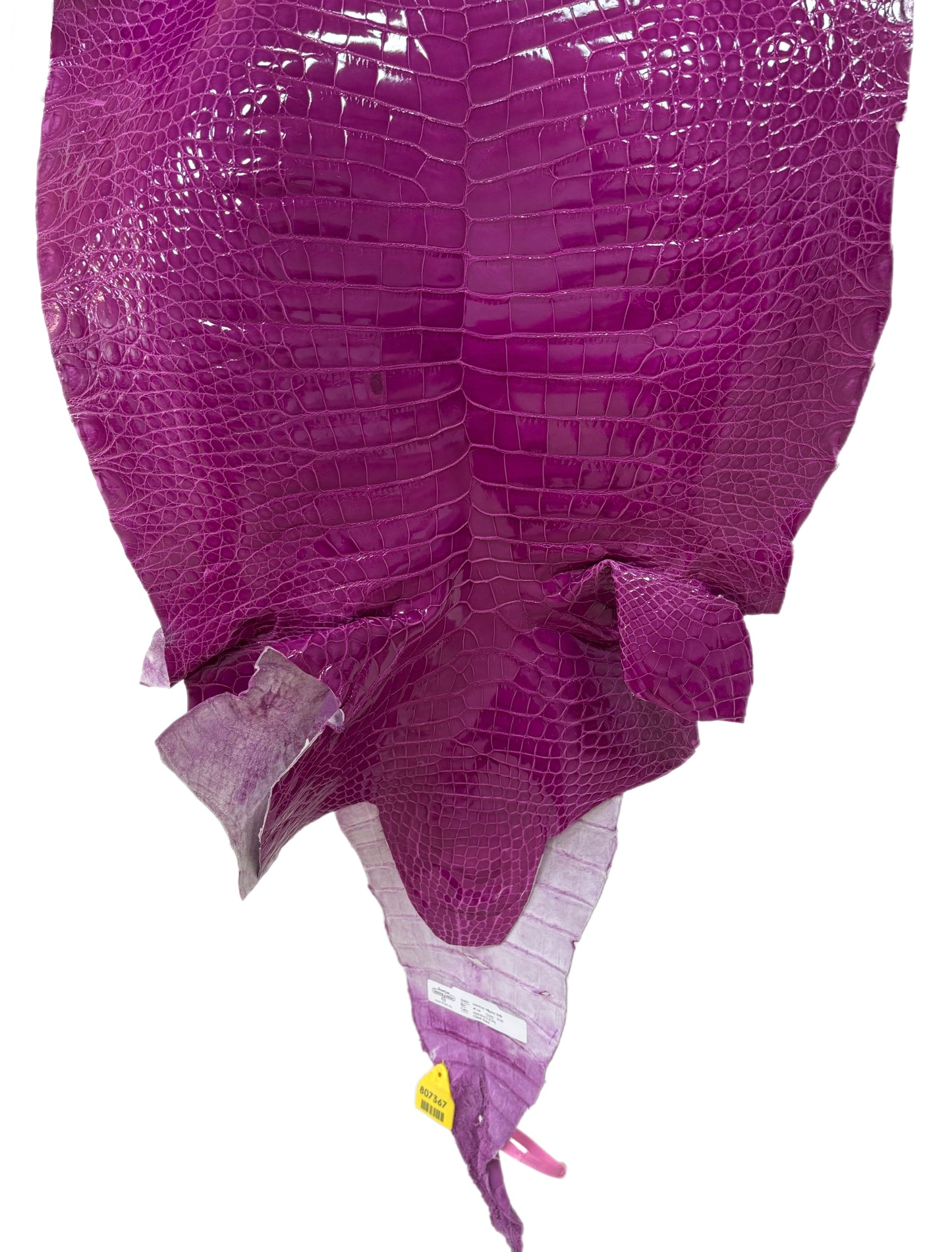 45 cm Grade 2/3 Magenta Glazed Farm Raised American Alligator Leather - Tag: FL14-0003667