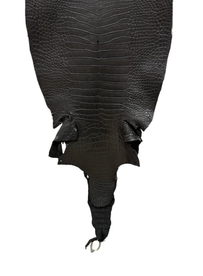 43 cm Grade 3/4 Black Matte Wild American Alligator Leather - Tag: LA23-0003714
