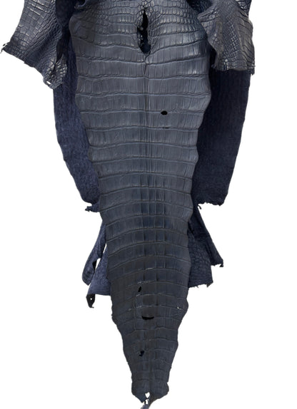 48 cm Grade 2/3 Navy Blue Matte Wild American Alligator Leather - Tag: LA25-0035232