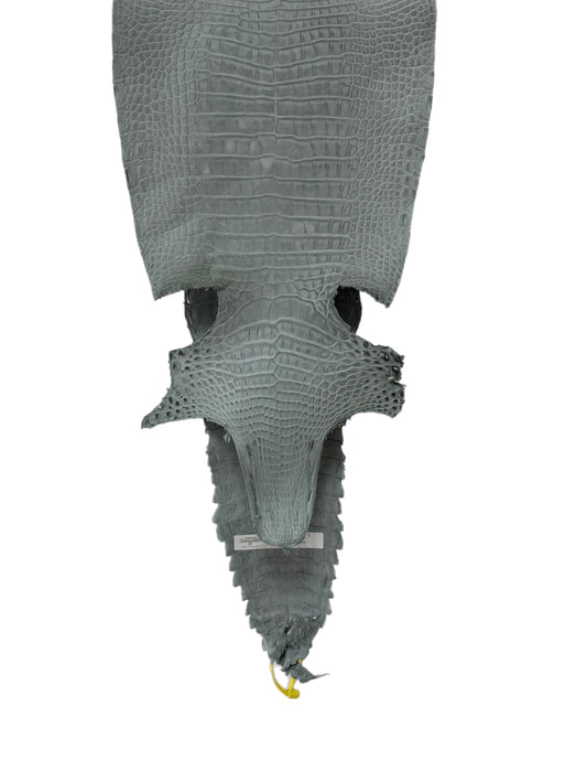 New Color and Finish! 28 cm Grade 2/3 Grey Nubuck Farm-Raised American Alligator Leather - Tag: FL22-0030318