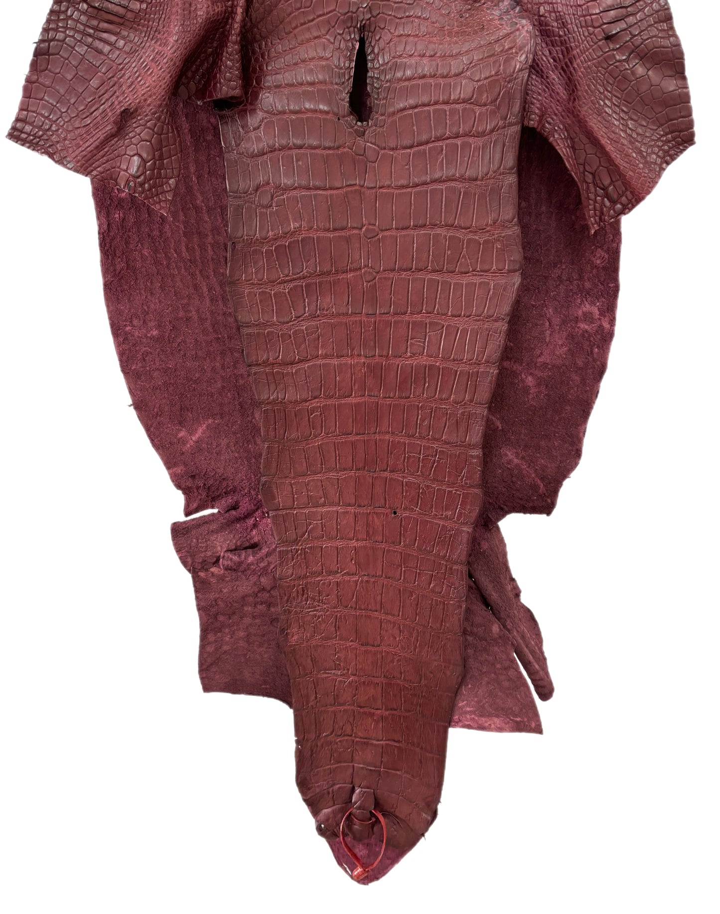 48 cm Grade 4/5 Bordeaux Matte Wild American Alligator Leather - Tag: LA18-0031078