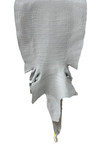 49 cm Grade 3/4 White Matte Wild American Alligator Leather - Tag: LA25-0024250