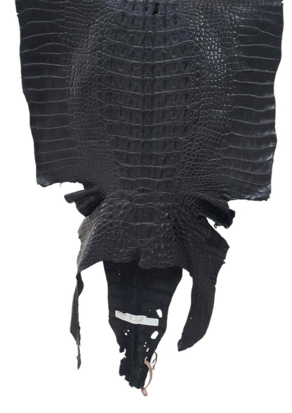 47 cm Grade 3/4 Black Matte American Alligator Hornback Leather - Tag: FL14-0007684
