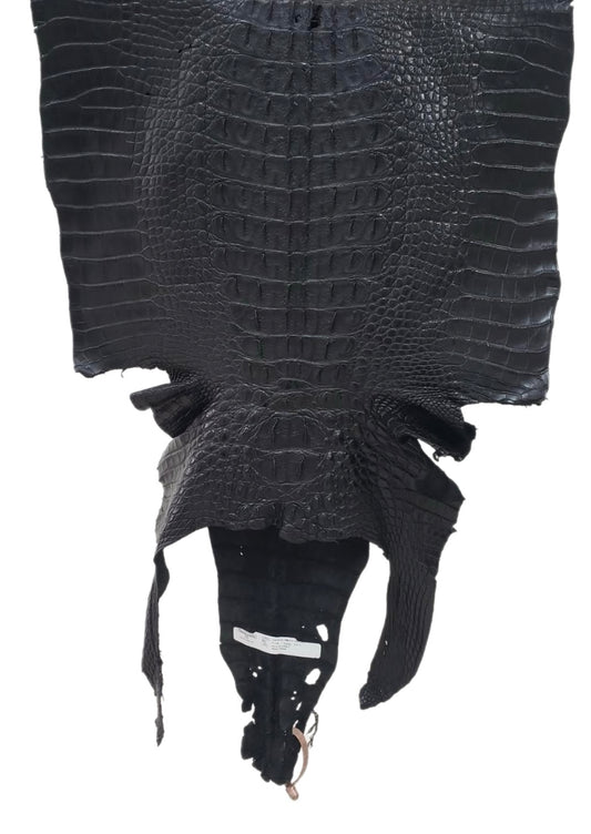 47 cm Grade 3/4 Black Matte American Alligator Hornback Leather - Tag: FL14-0007684