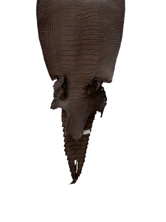 27 cm Grade 2/3 Nicotine Matte Farm-Raised American Alligator Leather - Tag: FL21-0023982