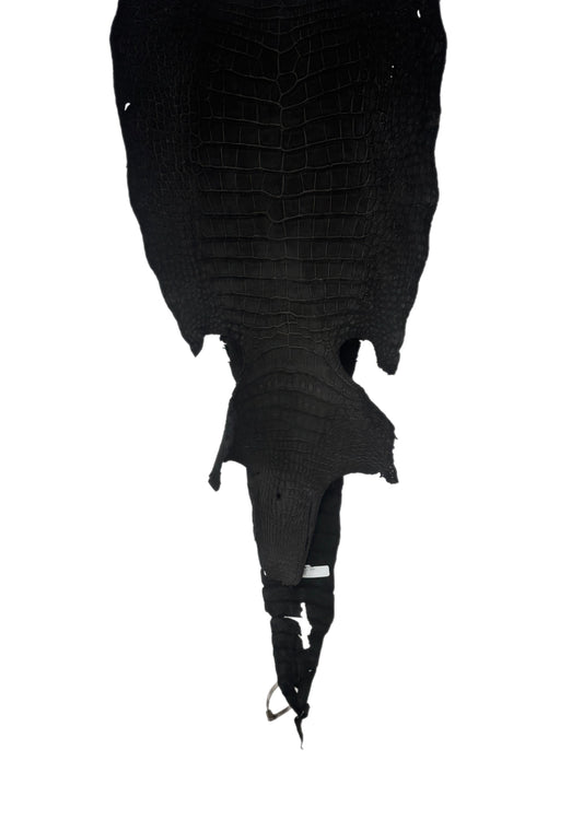 36 cm Grade 3/4 Black Nubuck Wild American Alligator Leather - Tag: LA23-0002064