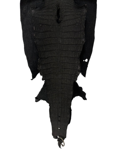 42 cm Grade 4/5 Black Nubuck Wild American Alligator Leather - Tag: LA23-0002074