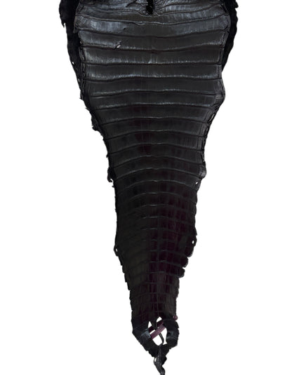 26 cm Grade 3/4 Black Matte (Stiff Finish) Farm-Raised American Alligator Leather - Tag: FL21-0024923