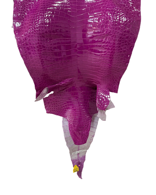 53 cm Grade 1/2 Magenta Glazed Farm Raised American Alligator Leather - Tag: FL14-0004101
