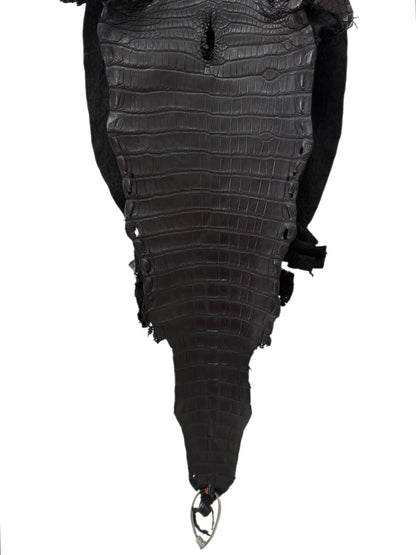 34 cm Grade 2/3 Black Matte Farm-Raised American Alligator Leather - Tag: LA23-0531600
