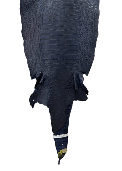 39 cm Grade 1/2 Navy Blue Matte Wild American Alligator Leather - Tag: ITCC-0730842