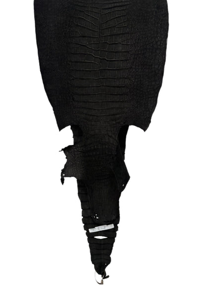 39 cm Grade 3/4 Black Nubuck Wild American Alligator Leather - Tag: LA23-0014474