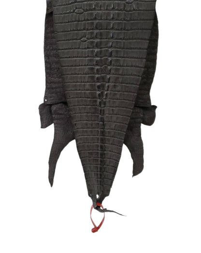 27 cm Grade 2/3 Charcoal Grey Matte Farm-Raised American Alligator Hornback Leather - Tag: LA04-0238697