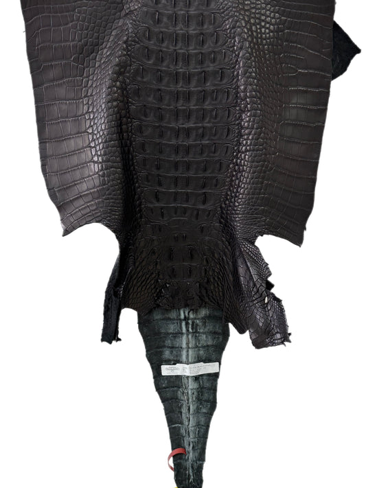 44 cm Grade 1/2 Black Matte Wild American Alligator Leather - Tag: FL07-0026422