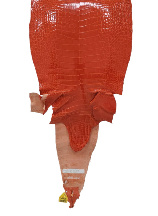 33 cm Grade 1/2 Mandarina Glazed Farm-Raised American Alligator Leather - Tag: GA13-0021244