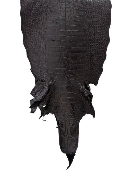 38 cm Grade 4/5 Black Matte Wild American Alligator Leather - Tag: LA18-0033277