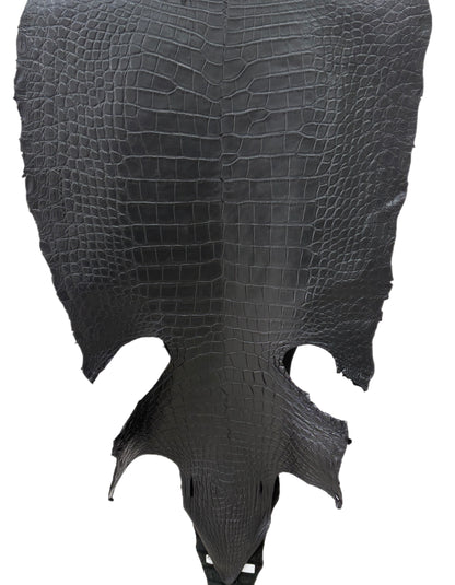 55 cm Grade 4/5 Black Matte Wild American Alligator Leather - Tag: LA22-0030448