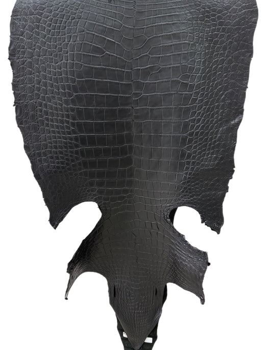55 cm Grade 4/5 Black Matte Wild American Alligator Leather - Tag: LA22-0030448